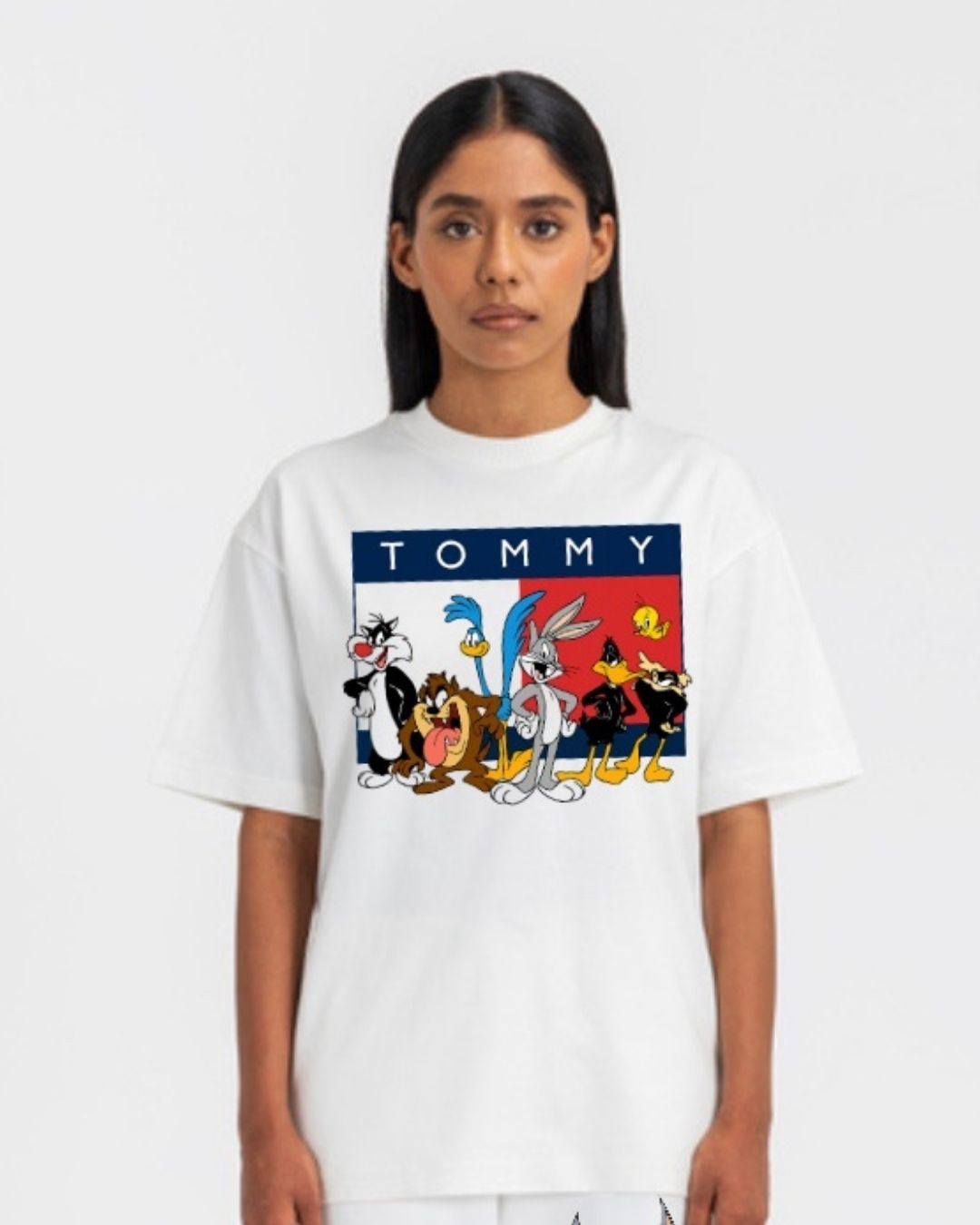 WOMEN'S TOMMY GANG OVERSIZED TSHIRT (WHITE)