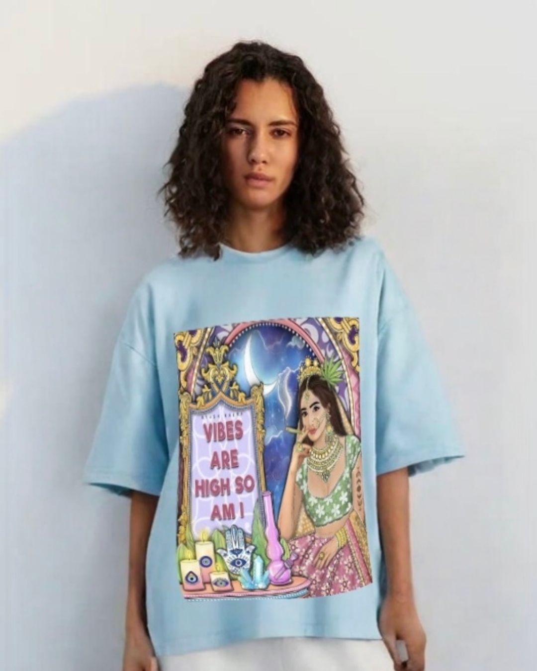 WOMEN'S VIBE 69 OVERSIZED TSHIRT (BLUE)