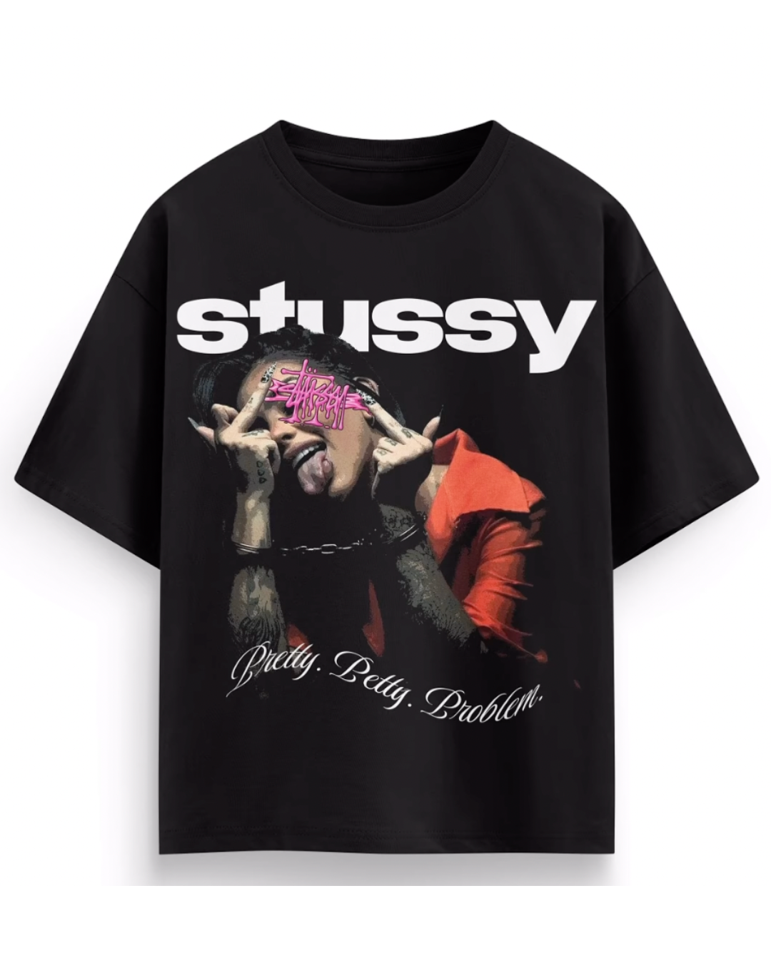 Stussy Betty Unisex Exclusive Oversized Tee - Black