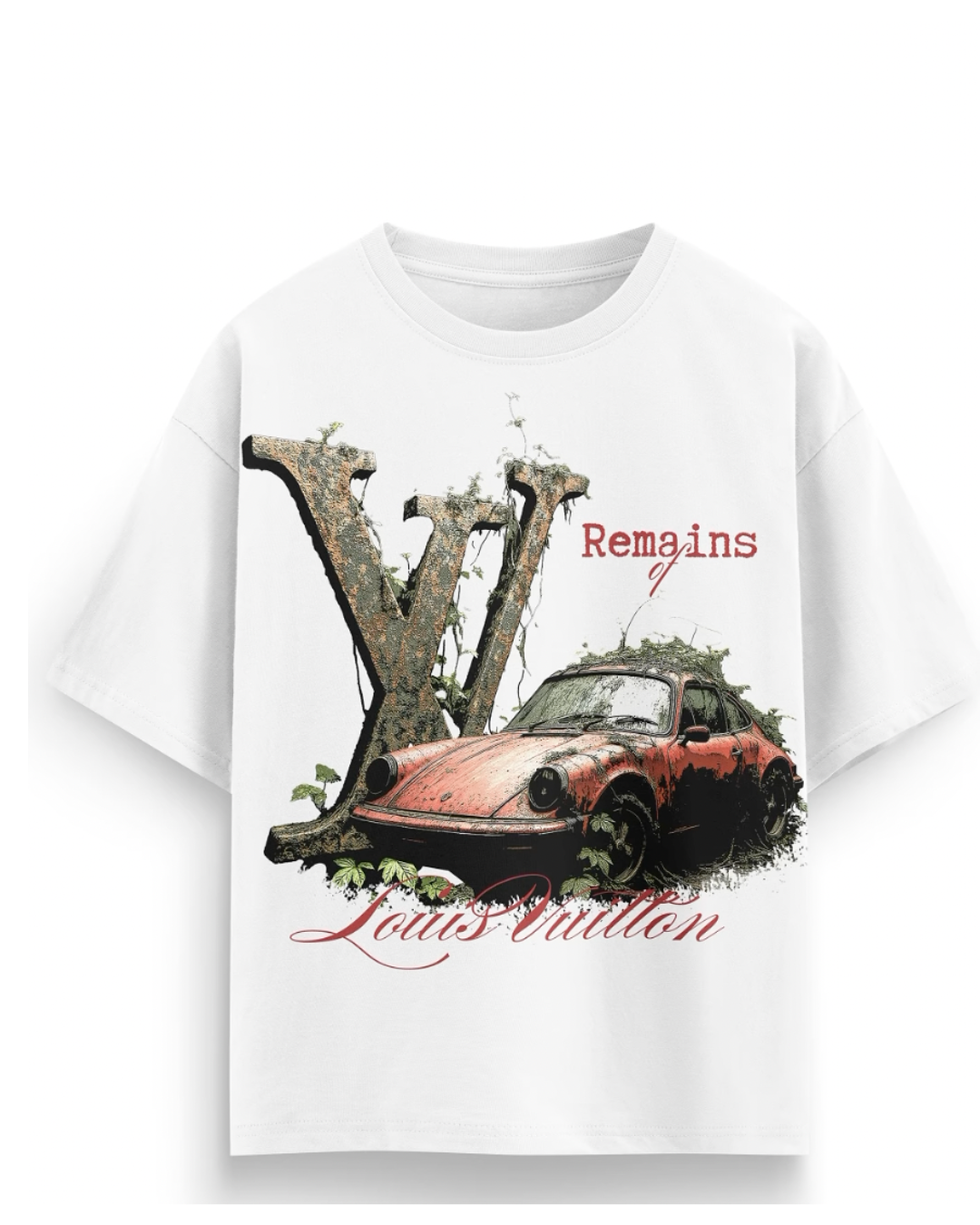 Vintage car Unisex Exclusive Oversized Tee - white