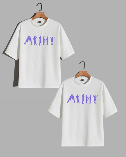 Pack Of 2 - Men's BTS Oversized T-shirt - Army