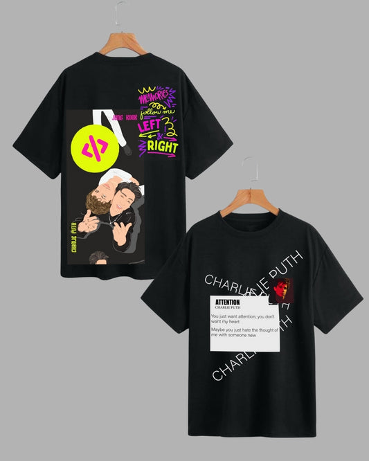 Pack of 2 Women's Oversized T-Shirts - Left & Right and Attention