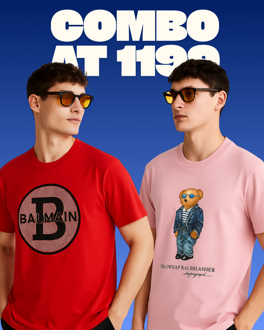 BALMAIN (RED), POLO BEAR (PINK) TEE COMBO OF 2(*)