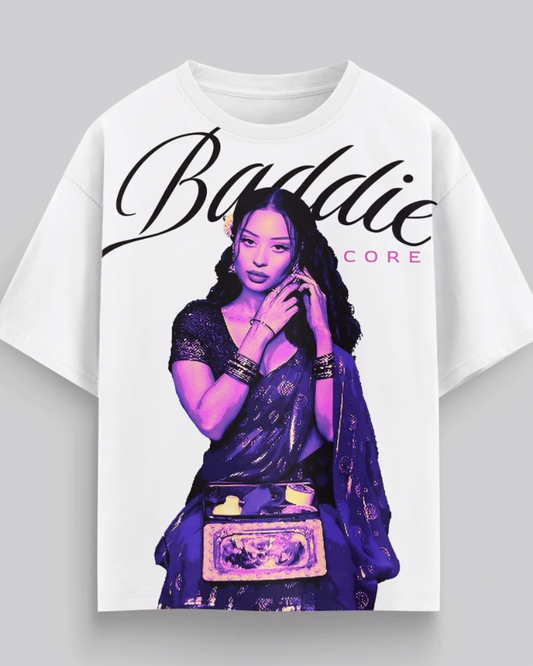 Baddie core  Unisex Exclusive Oversized Tee - white