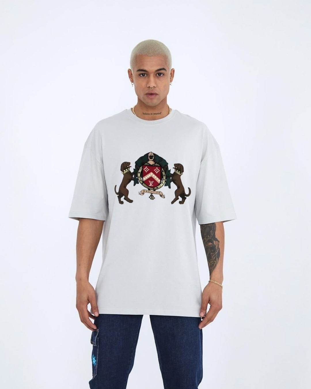 Majestic Emblem Unisex Exclusive Oversized Tee - White