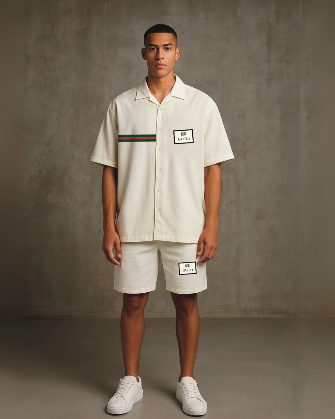 Branded style Ultrasoft half shirt with shorts Cordset ( white and white )(*)