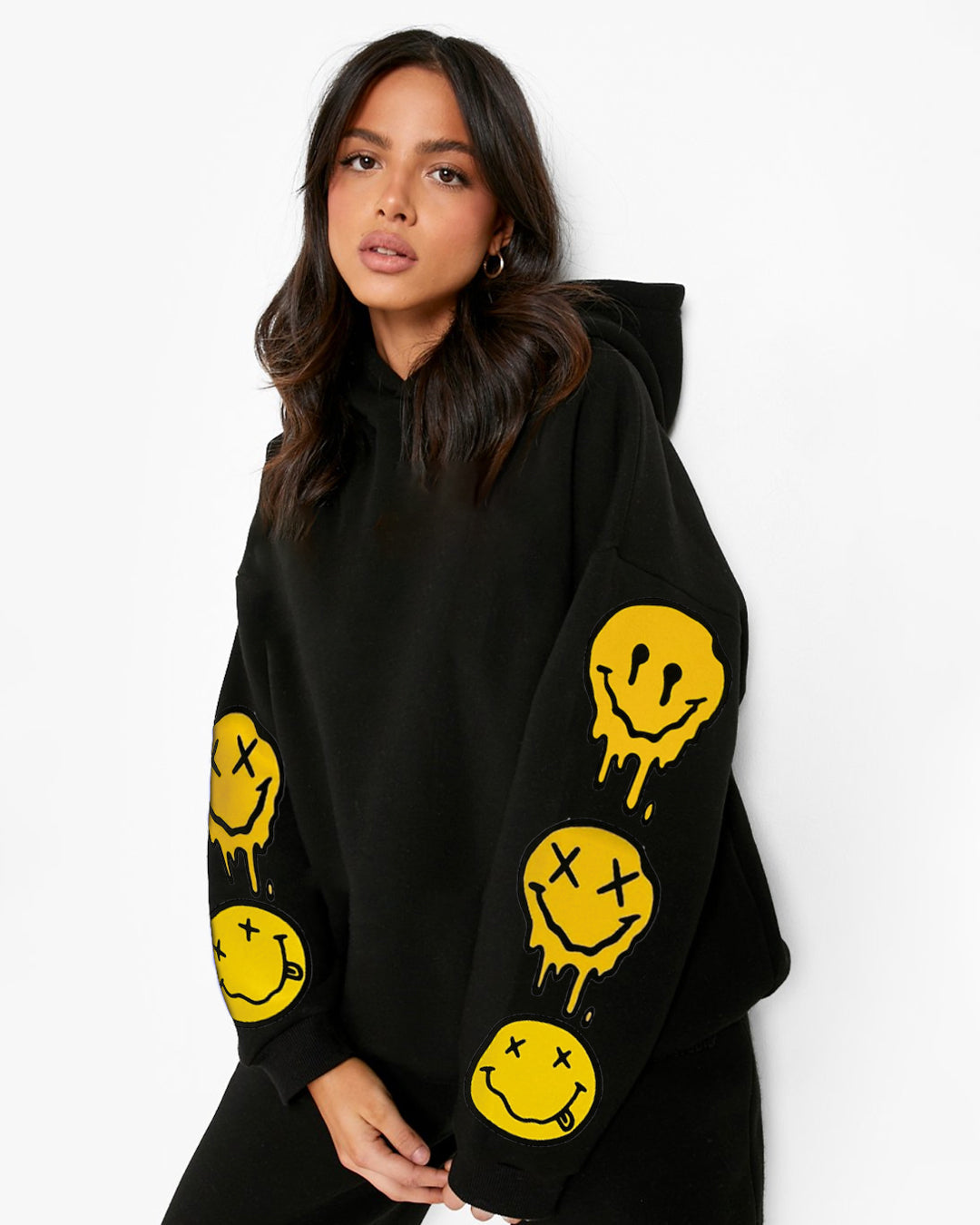 Bold Women's Oversized Smiley Hoodie: Fashionable Flair