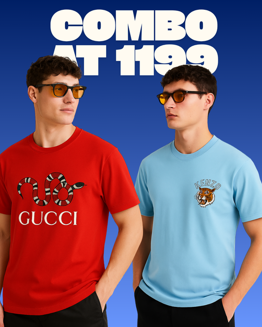 GUCCI SNAKE (RED), KENZO TIGER  (BLUE) TEE COMBO OF 2 (*)
