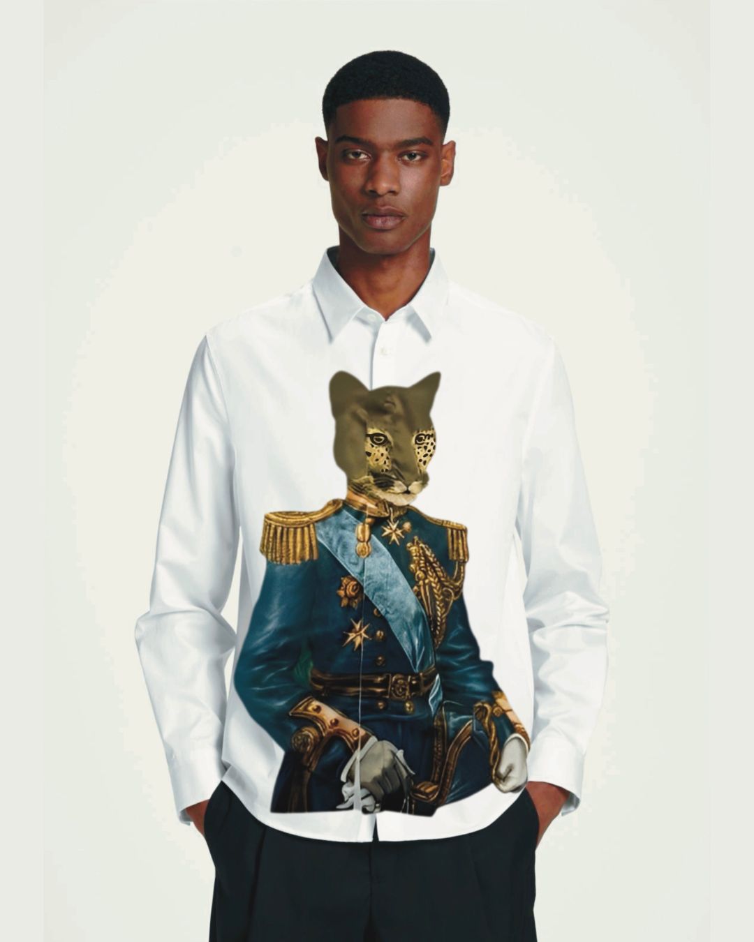 GOLDEN CAT FULL SLEEVE WHITE SHIRT