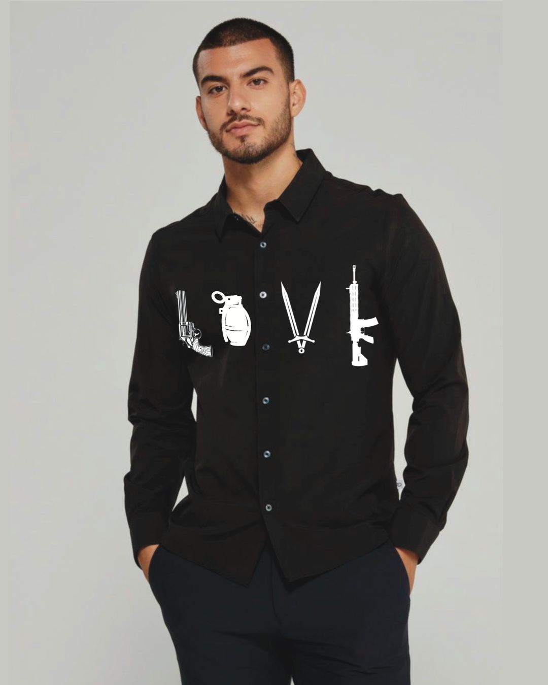GUN LOVE FULL SLEEVE BLACK SHIRT
