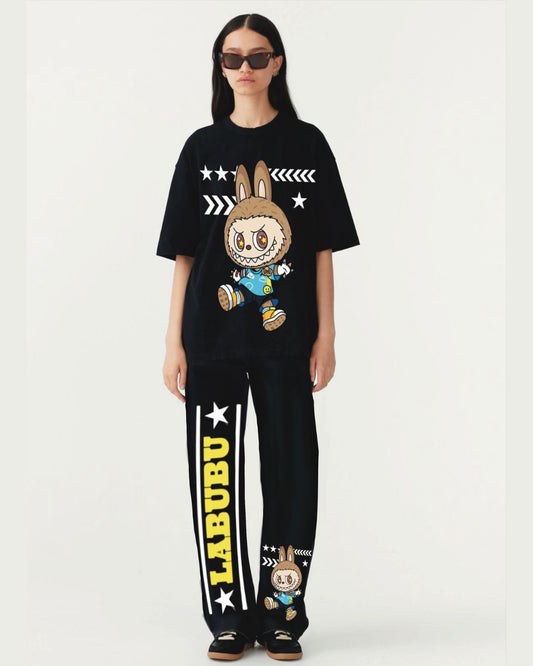 Women  LABUBU Fighter cordset (black and black)