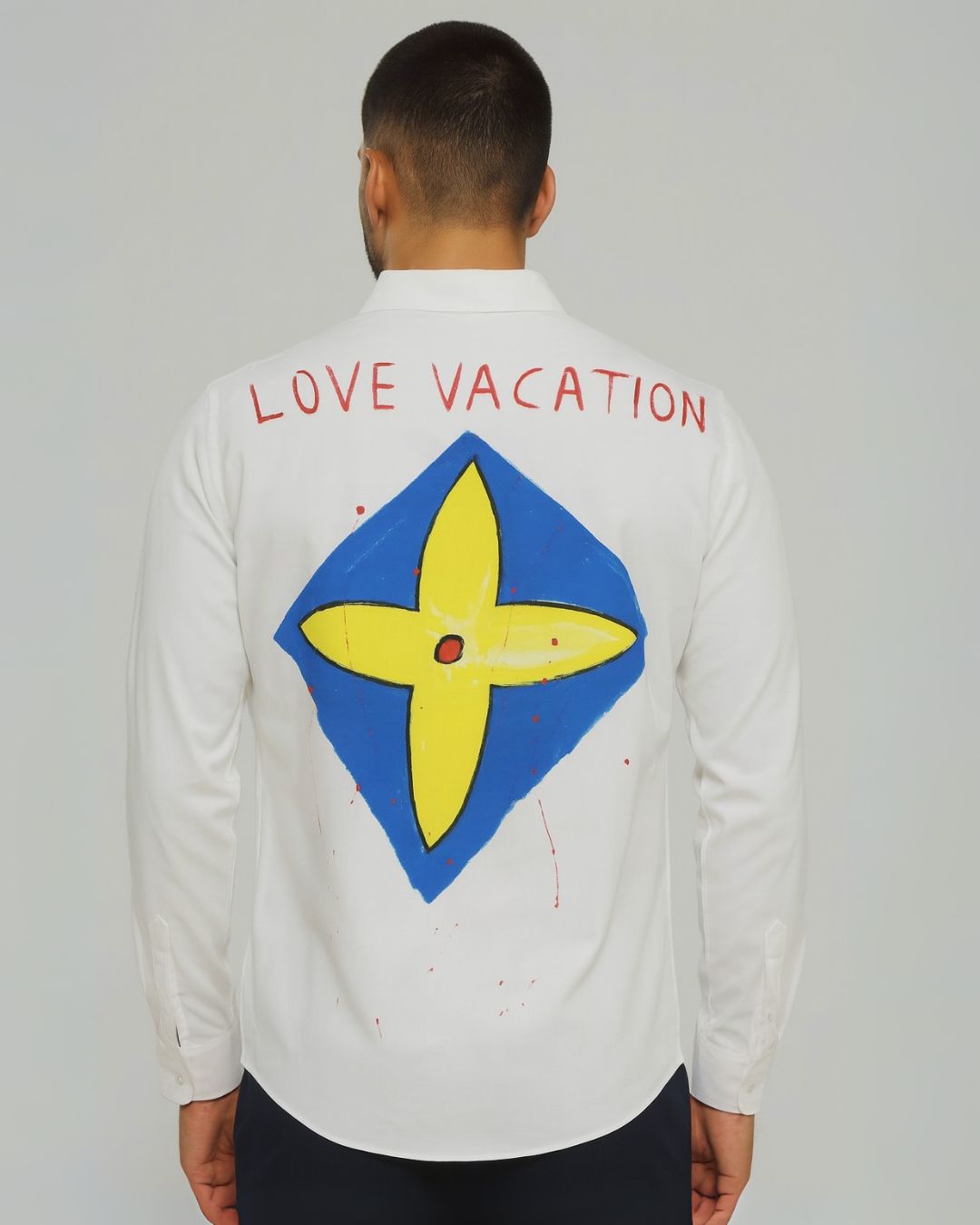 LOVE VACATION FULL SLEEVE  WHITE SHIRT