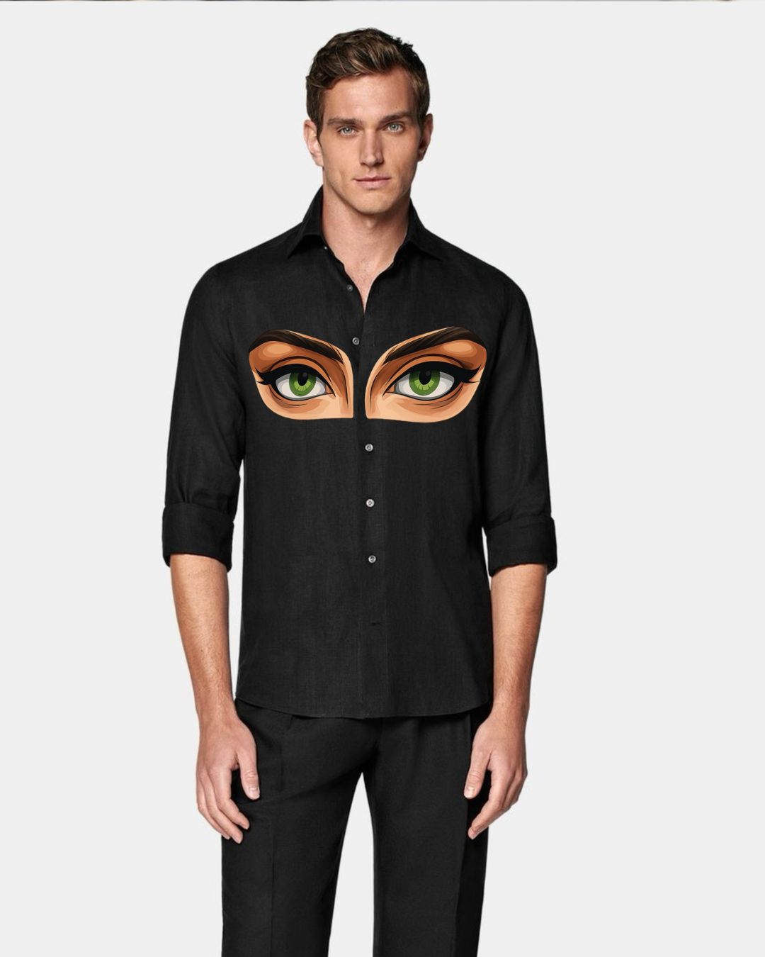 MEN'S ALL EYES ON ME FULL SLEEVE  BLACK SHIRT