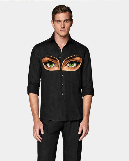 MEN'S ALL EYES ON ME FULL SLEEVE  BLACK SHIRT