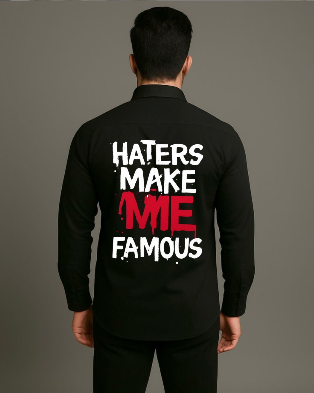 MEN'S ALL EYES ON ME FULL SLEEVE  BLACK SHIRT