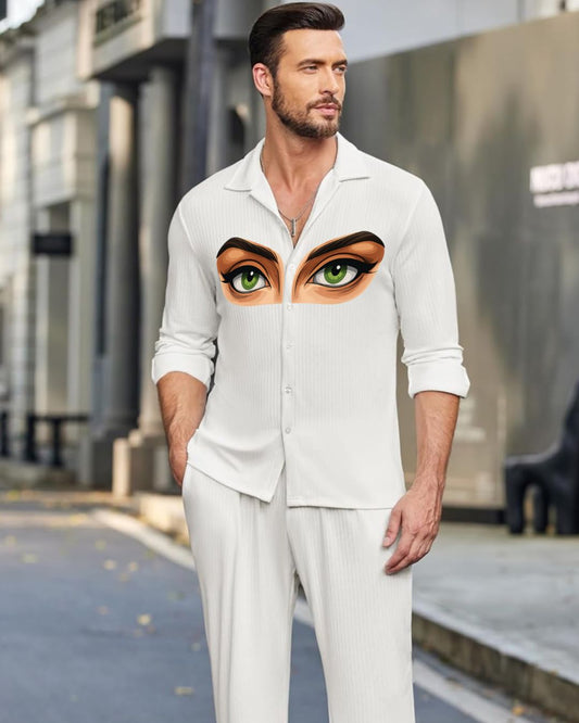 MEN'S ALL EYES ON ME FULL SLEEVE  WHITE SHIRT