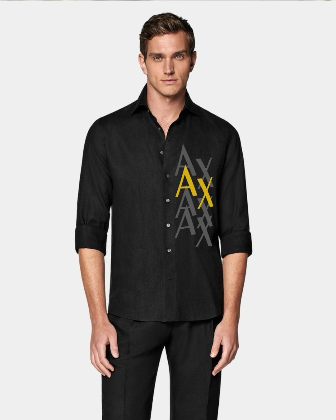 MEN'S ALPHA AX FULL SLEEVE  BLACK SHIRT