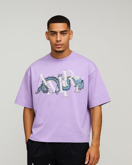 MEN'S AMIRI DRAGON OVERSIZED TSHIRT (PURPLE)