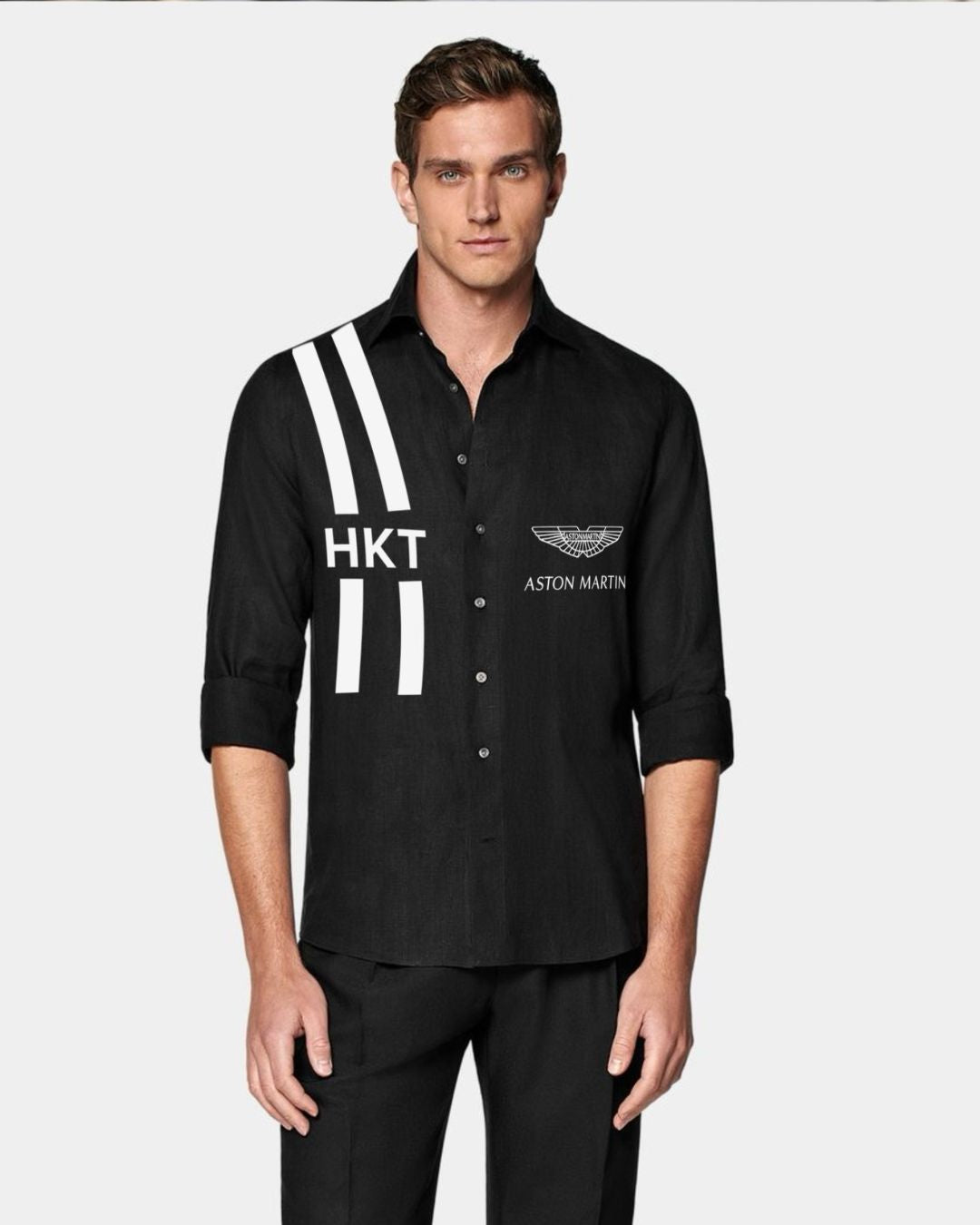 MEN'S ASTON MARTIN FULL SLEEVE BLACK SHIRT