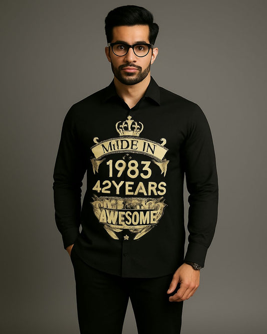 MEN'S AWESOME VINTAGE FULL SLEEVE BLACK SHIRT