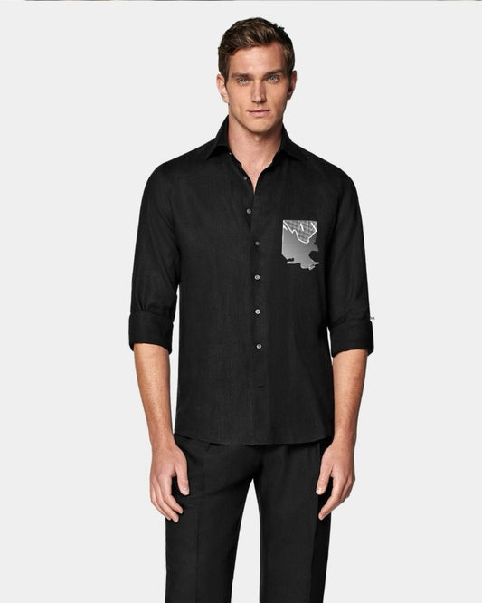MEN'S AX BIRD LOGO FULL SLEEVE BLACK SHIRT