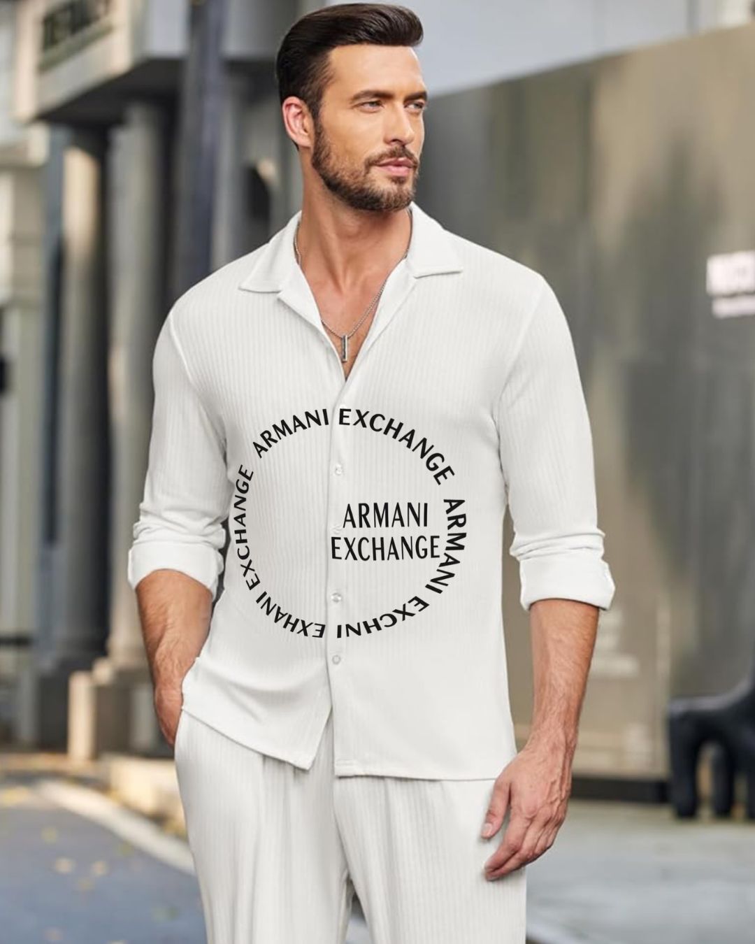 MEN'S AX CORE RING FULL SLEEVE WHITE SHIRT