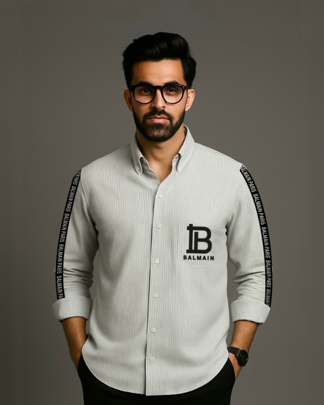 MEN'S BALMAIN PARIS FULL SLEEVE STRIPE SHIRT(*)