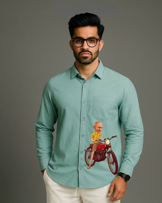 MEN'S BAPU FIT FULL SLEEVE GREEN SHIRT