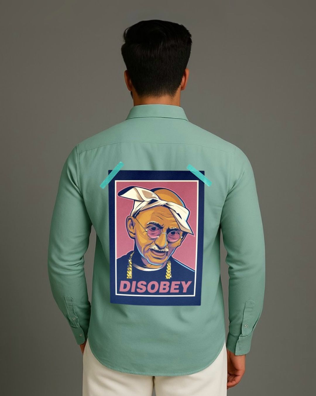 MEN'S BAPU FIT FULL SLEEVE GREEN SHIRT