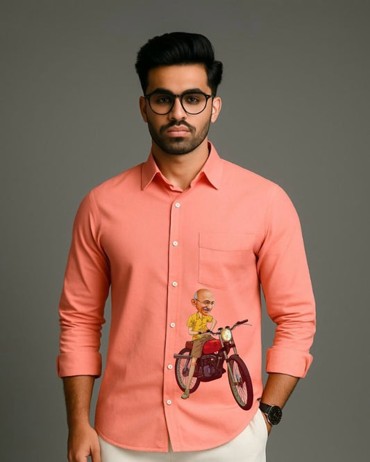 MEN'S BAPU FIT FULL SLEEVE PEACH SHIRT