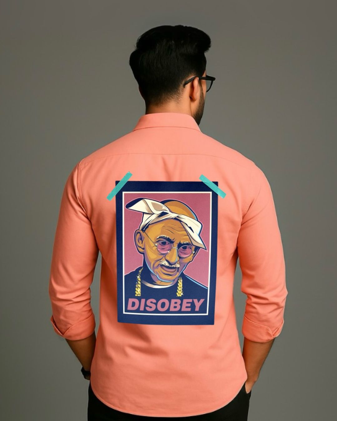 MEN'S BAPU FIT FULL SLEEVE PEACH SHIRT