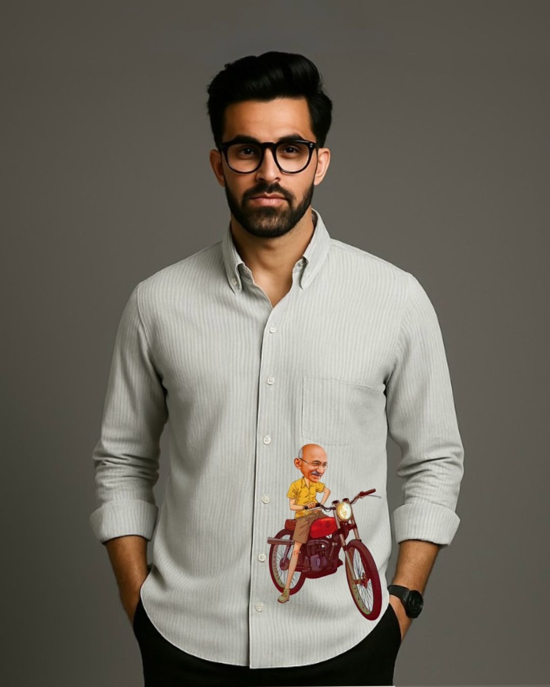 MEN'S BAPU FIT FULL SLEEVE STRIPE SHIRT