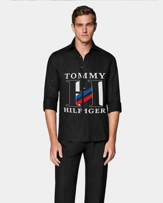 MEN'S BIG H LOGO FULL SLEEVE  BLACK SHIRT