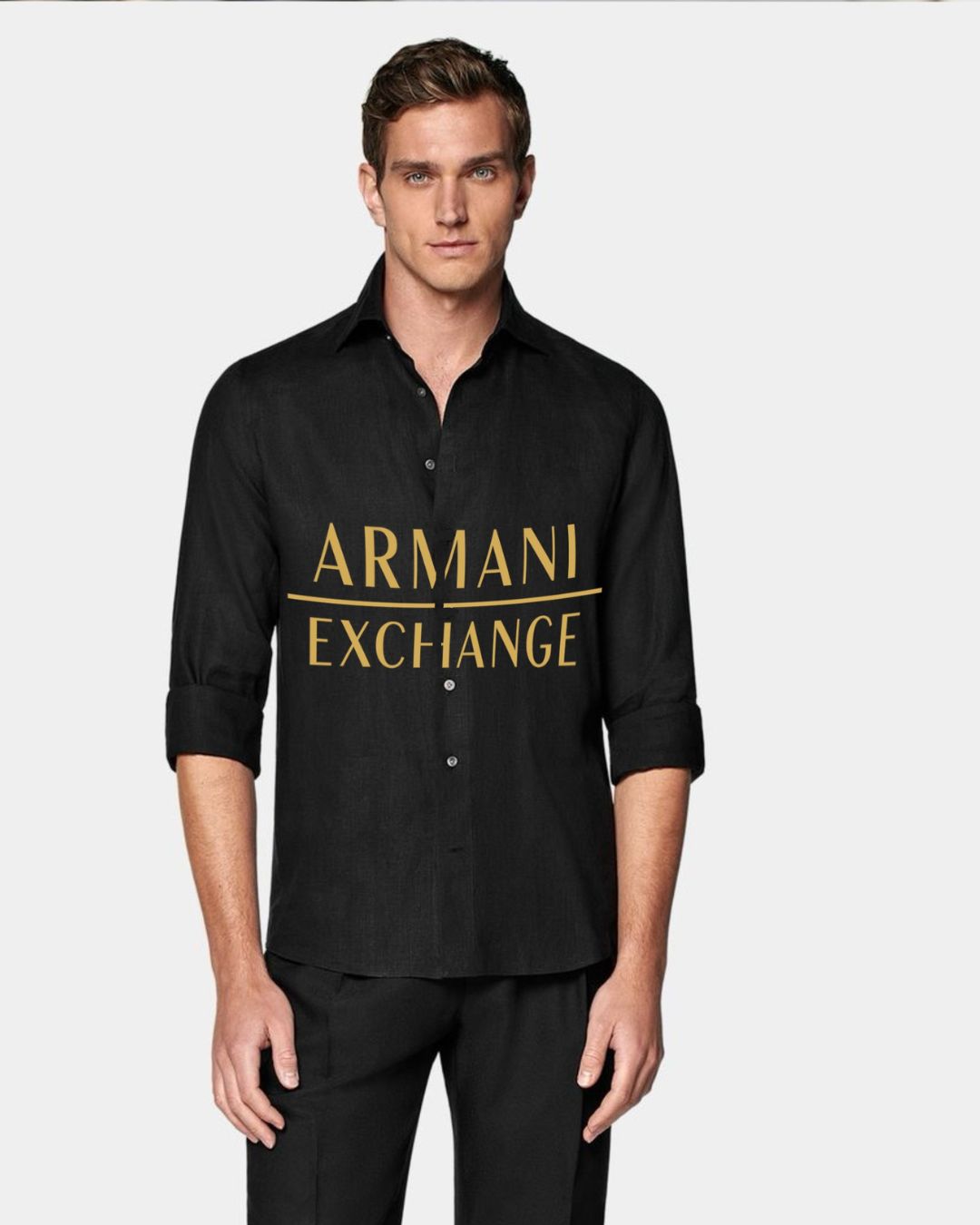 MEN'S BOLD ARMANI FULL SLEEVE BLACK SHIRT