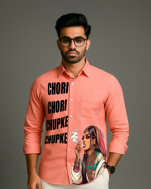 MEN'S BOLD MAHARANI FULL SLEEVE PEACH SHIRT