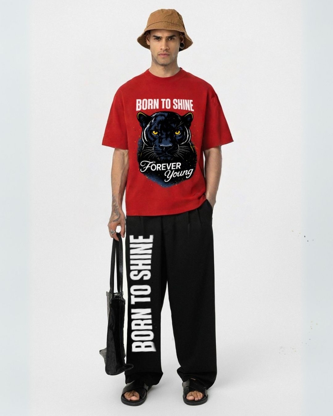 MEN'S BORN TO SHINE CORDS (RED AND BLACK)