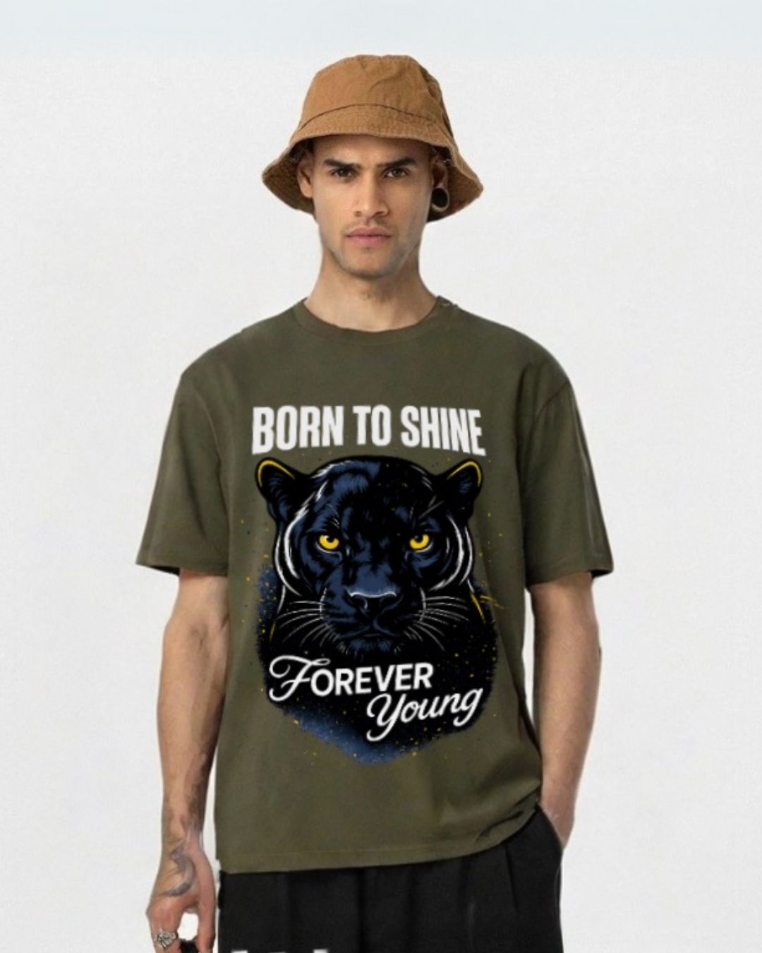 MEN'S BORN TO SHINE OVERSIZED TSHIRT (OLIVE)