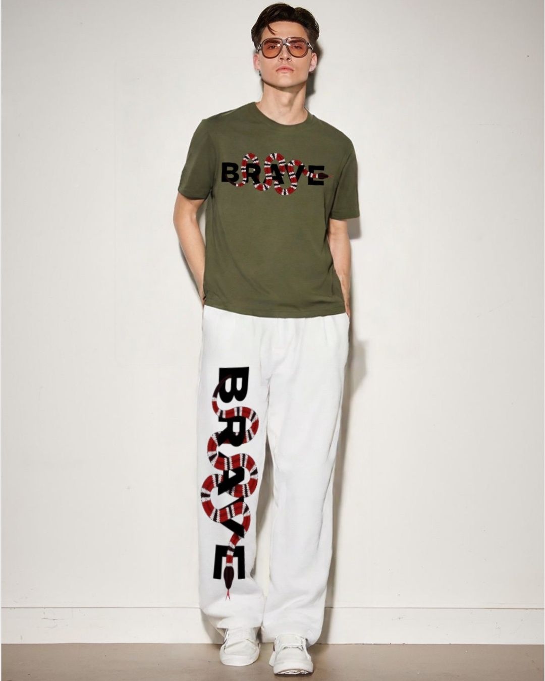 MEN'S BRAVE SNAKE CORDS (OLIVE AND WHITE)