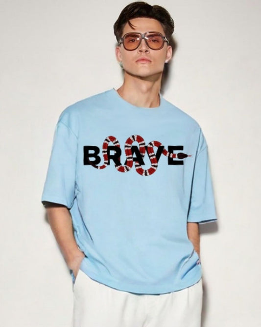 MEN'S BRAVE SNAKE OVERSIZED TSHIRT (BLUE)