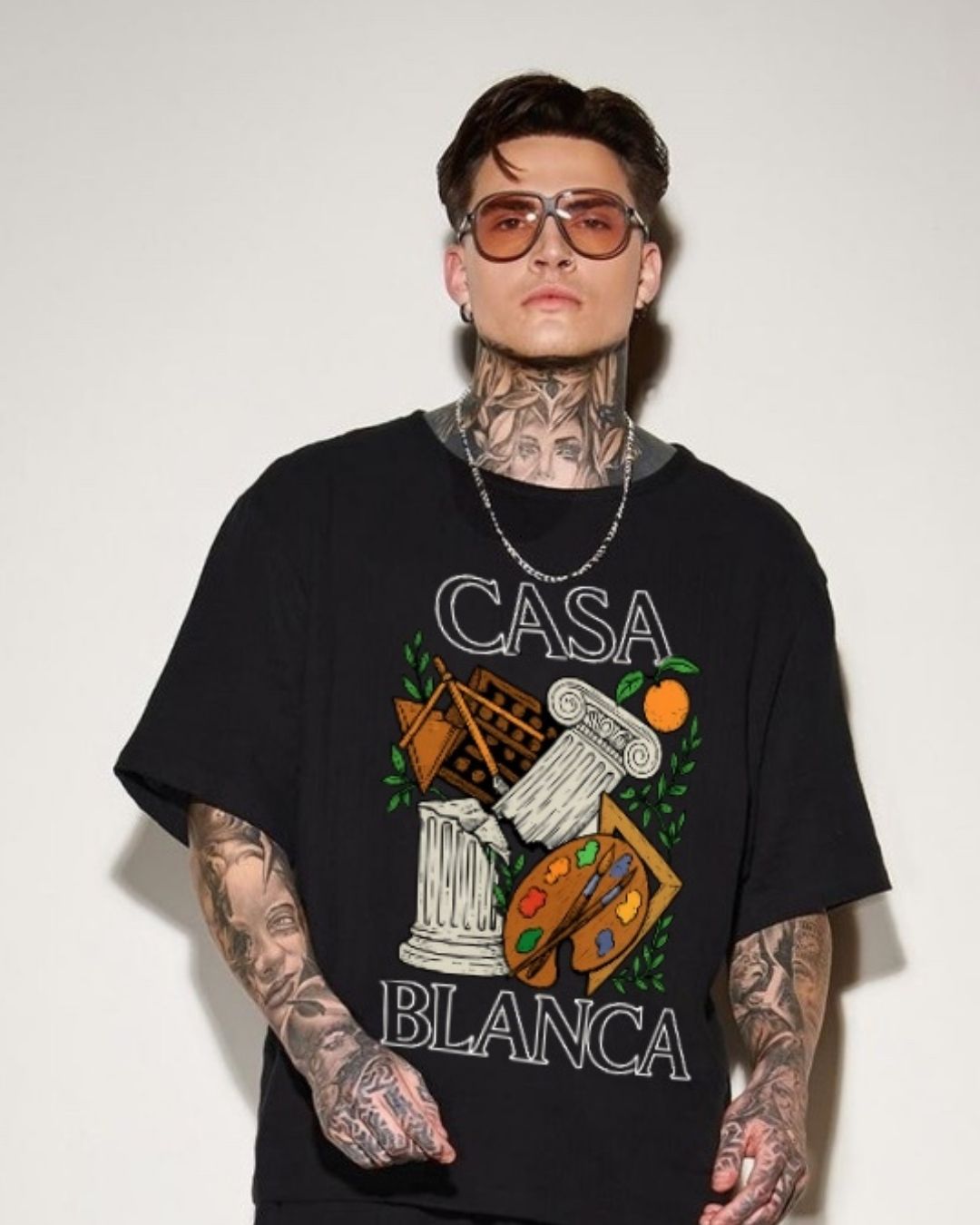 MEN'S CASABLANCA OVERSIZED TSHIRT (BLACK)