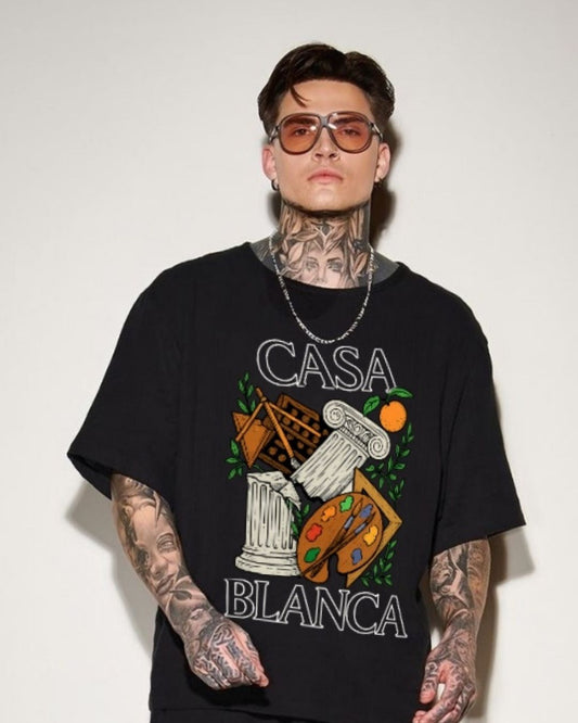 MEN'S CASABLANCA OVERSIZED TSHIRT (BLACK)