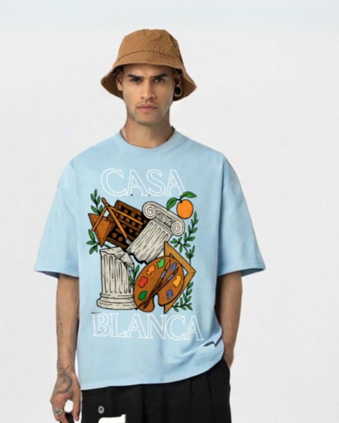 MEN'S CASABLANCA OVERSIZED TSHIRT (BLUE)