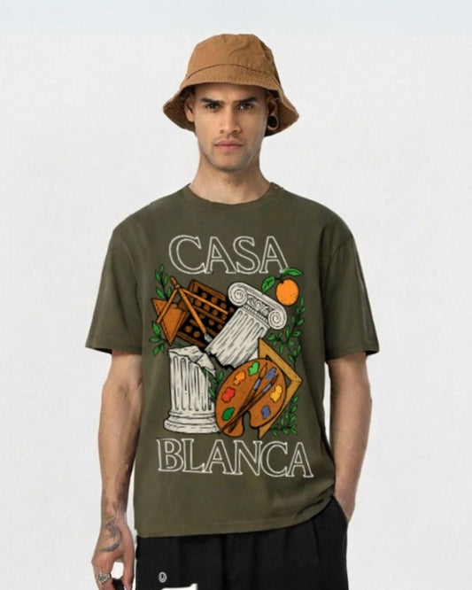 MEN'S CASABLANCA OVERSIZED TSHIRT (OLIVE)