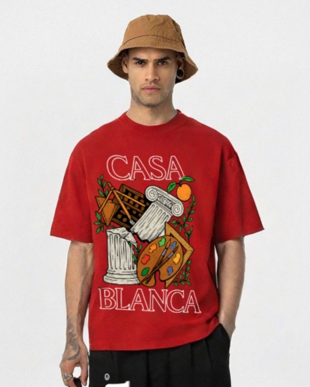 MEN'S CASABLANCA OVERSIZED TSHIRT (RED)