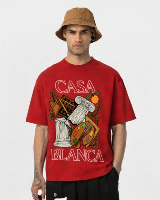 MEN'S CASABLANCA OVERSIZED TSHIRT (RED)