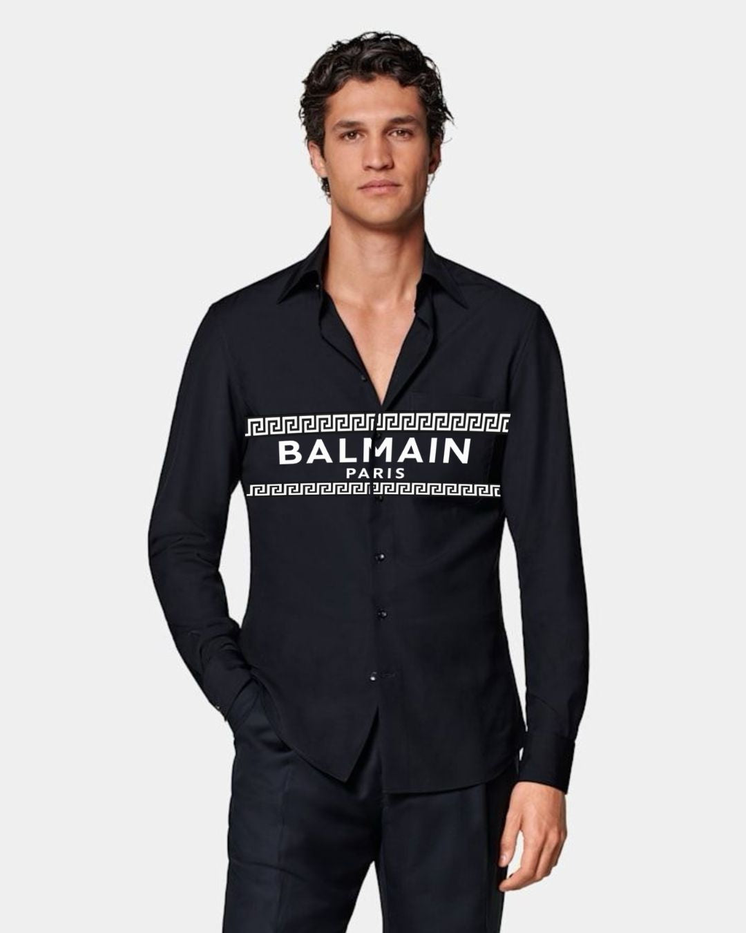 MEN'S CODED BALMAIN FULL SLEEVE  BLACK  SHIRT