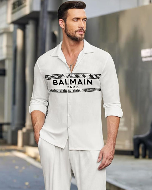 MEN'S CODED BALMAIN FULL SLEEVE  WHITE SHIRT