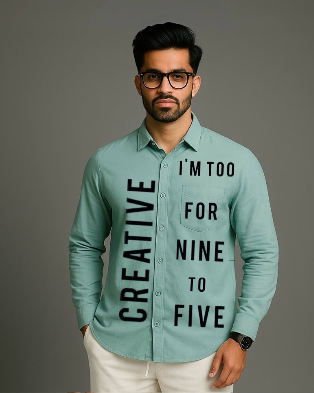 MEN'S CORPORATE FULL SLEEVE  GREEN SHIRT