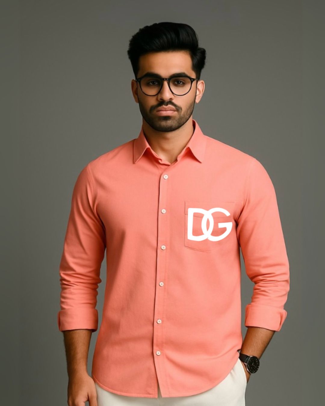 MEN'S DG MILANO FULL SLEEVE PEACH SHIRT(*)