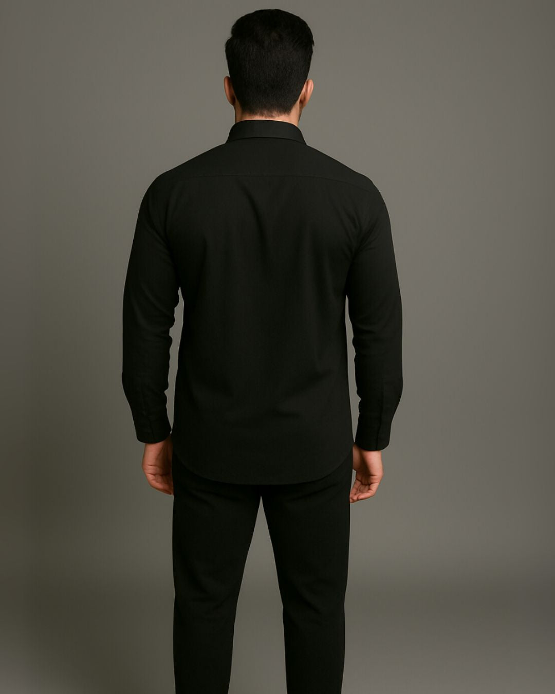 MEN'S DIOR GRID FULL SLEEVE  BLACK SHIRT